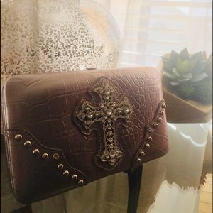 Grey Cross Clutch Wallet